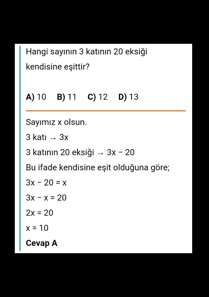 7.sınıf matematik denklem soruları ve çözümleri