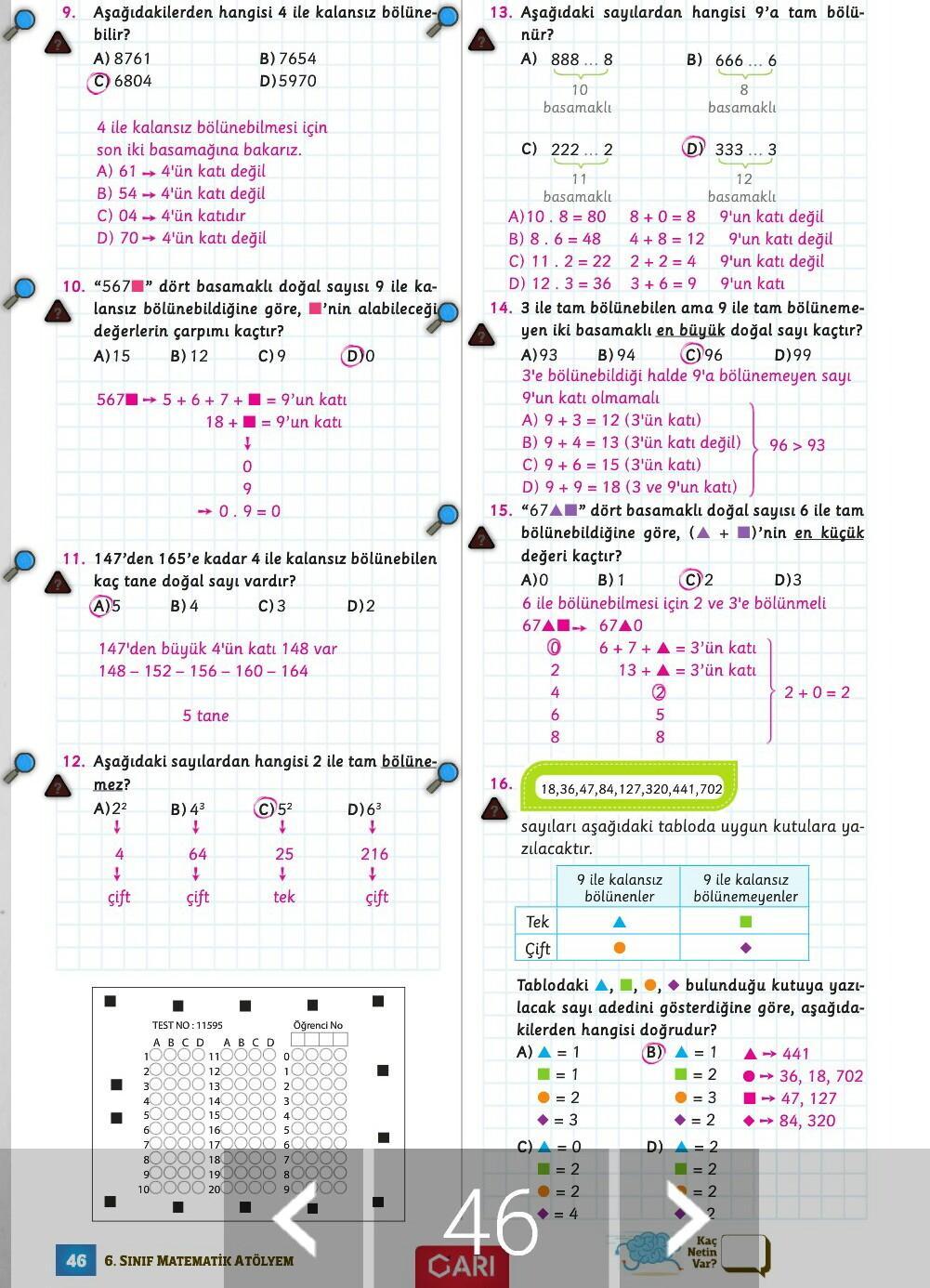 6. sinif matematik atolyem sayfa 46 islemli cevap anahtari