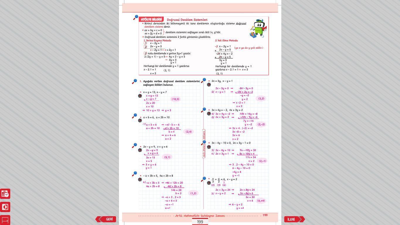 sayfa 199 200 matematik atolyem 8 .sınıf cevapları