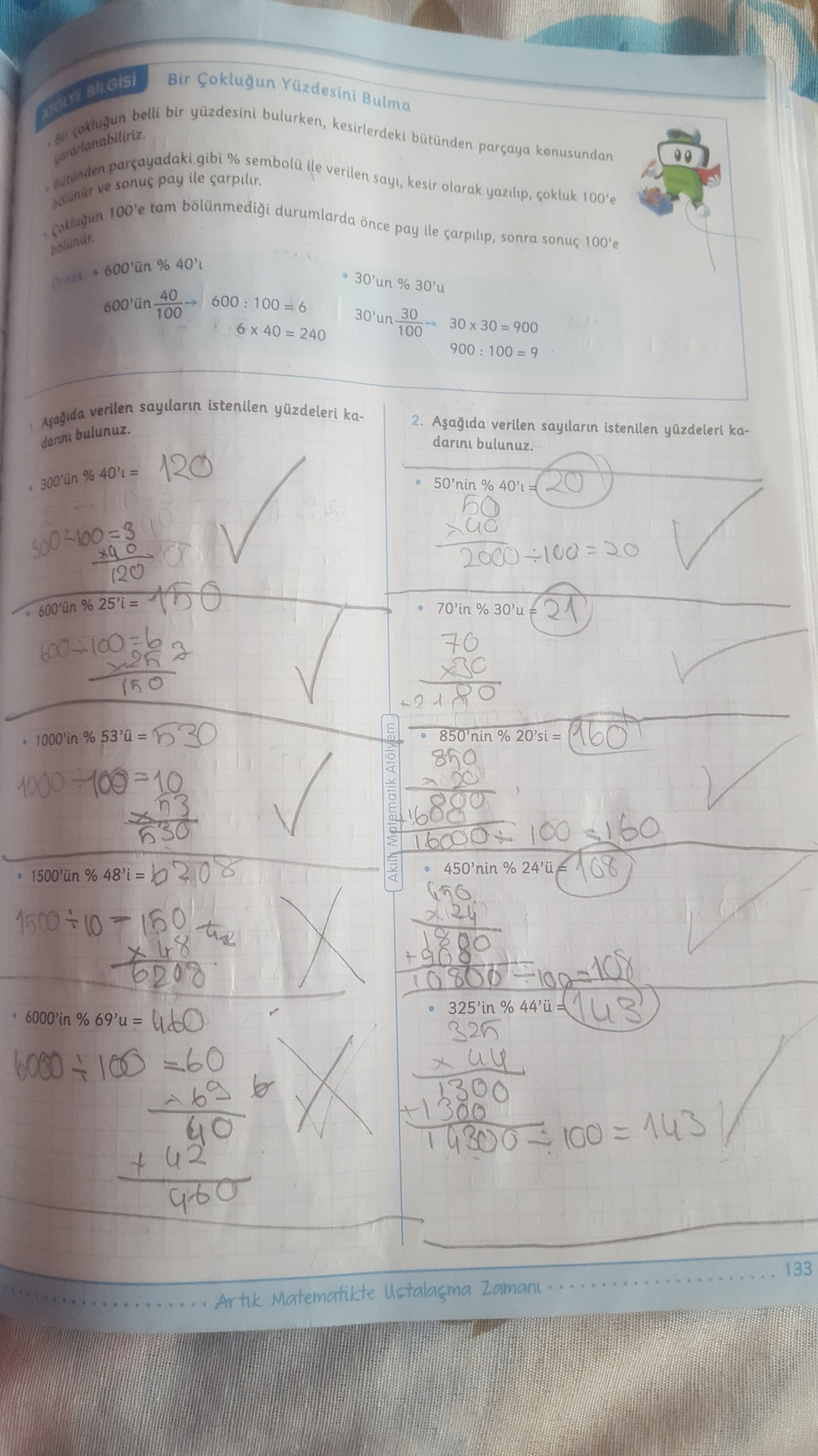 5. sınıf arı yayıncılık matematik atölyem ( MateMito) sayfa 133 , 134