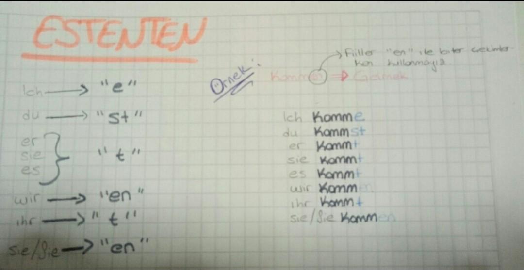 Almanca estenten ne demektir? Yazınız.