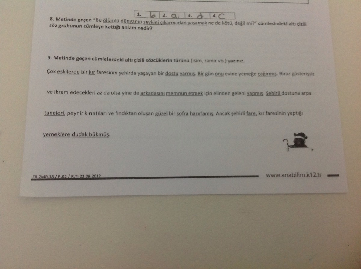 İsim mi sıfat mı yoksa zamir mi olduğunu art arda uazbilir misiniz
