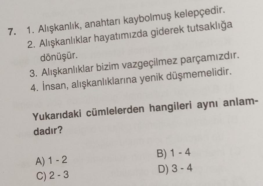 6. Sınıf Türkçe Sorusu