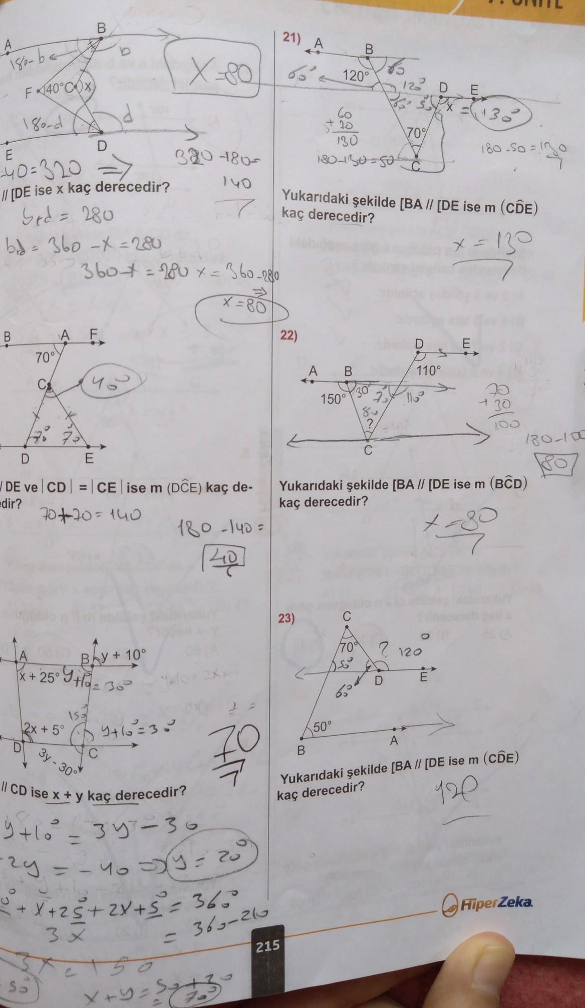 7 sınıf hiper zeka 215,216,217 cevapları