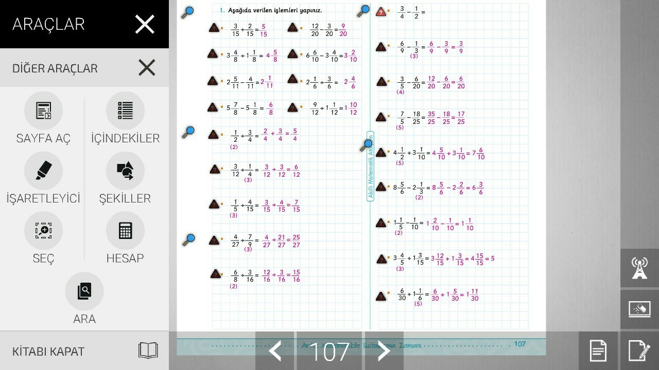 5. sınıf akıllı matematik atölyem cevapları sayfa 107 108