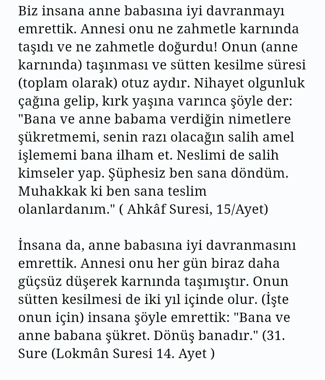 bana kuranda anne babaya saygı ile ilgili 50 ayet bulabilirmisiniz
