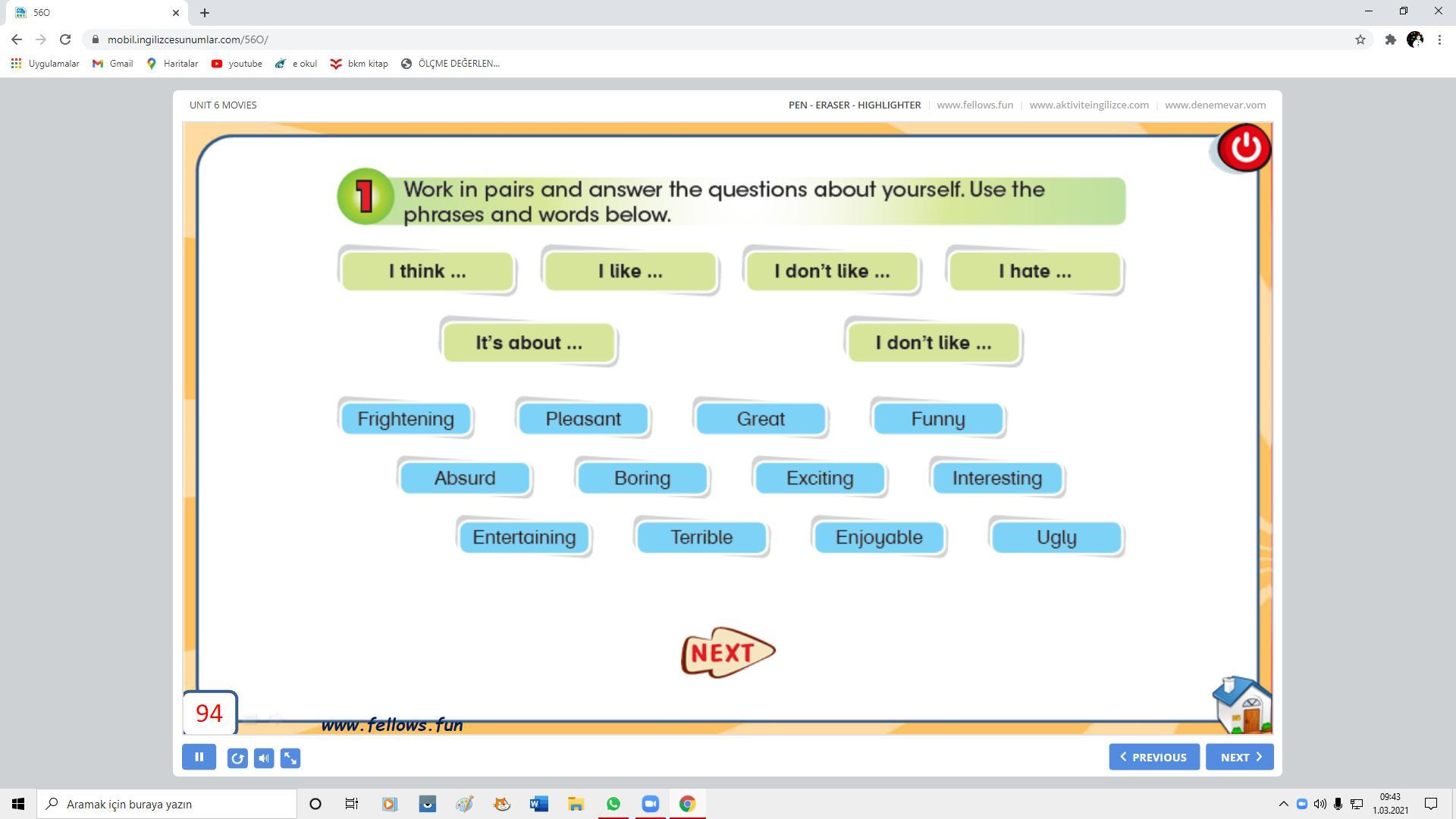 büyütürseniz gözükür 5. sınıf ingilizce yeşil boşluklara ne gelecek