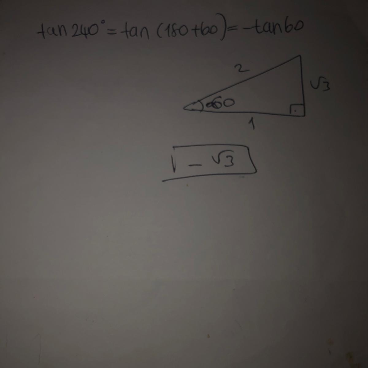 (tan 240°)ın trigonometrik değeri nedir