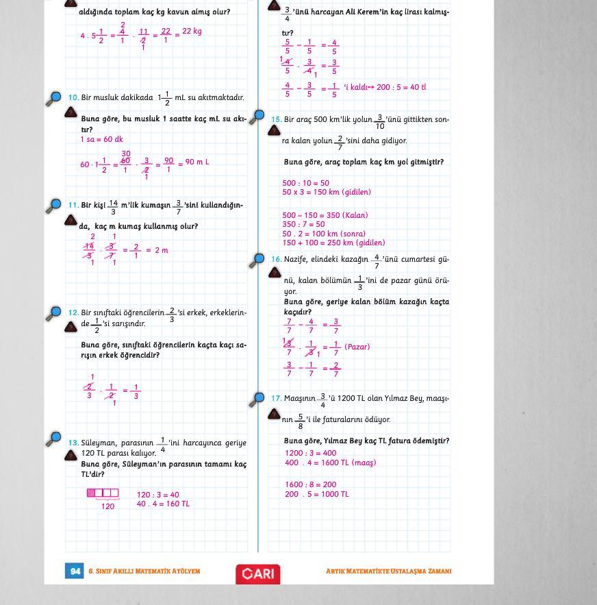 6.sınıf akıllı matematik atölyem arı yayıncılık sayfa 94,95,96