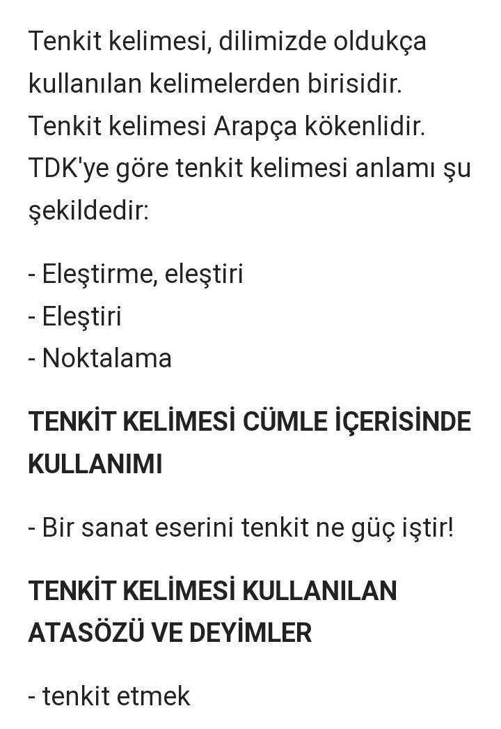 tenkid etmek ne demek