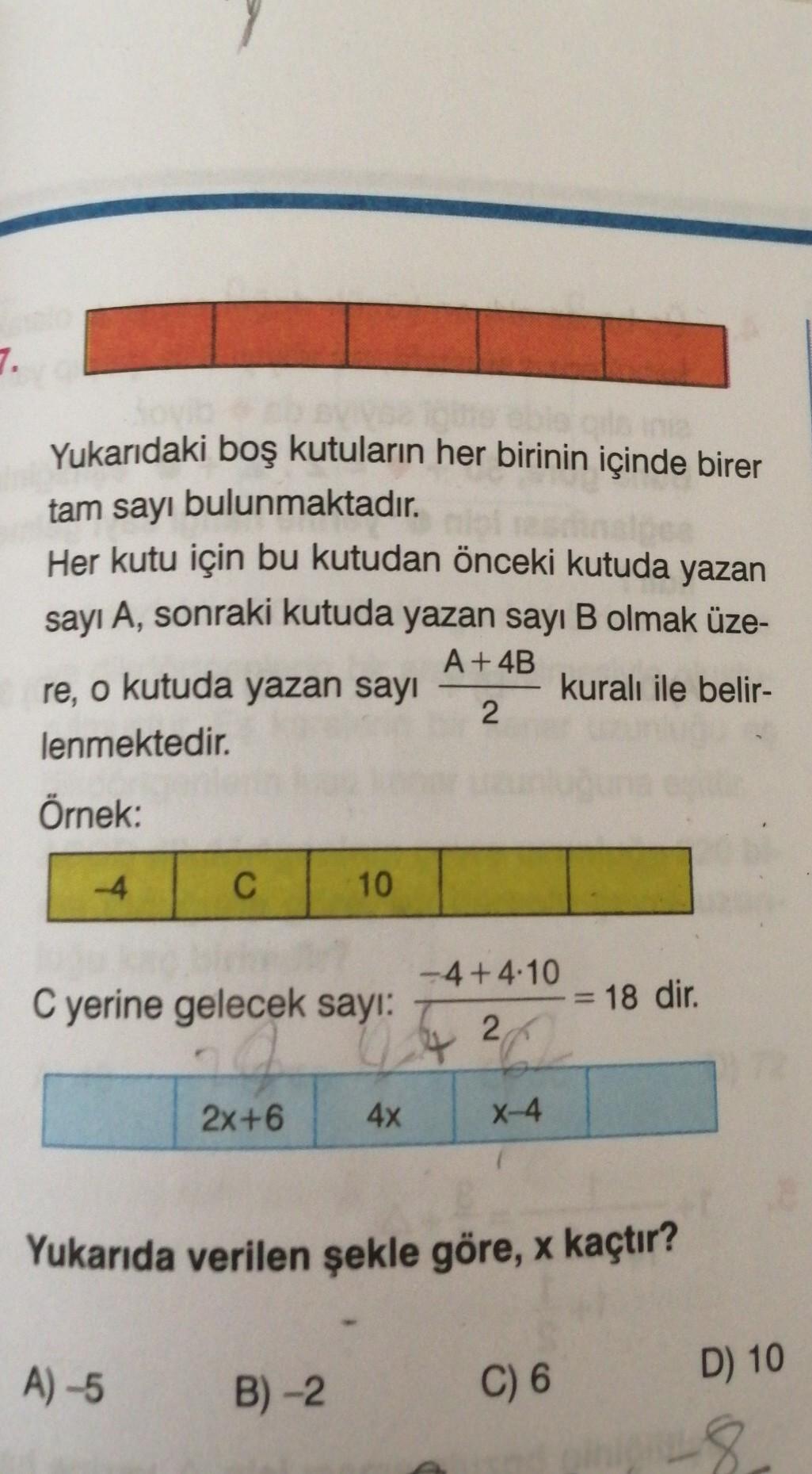 9 7. Yukarıdaki boş kutuların her birinin içinde birer tam