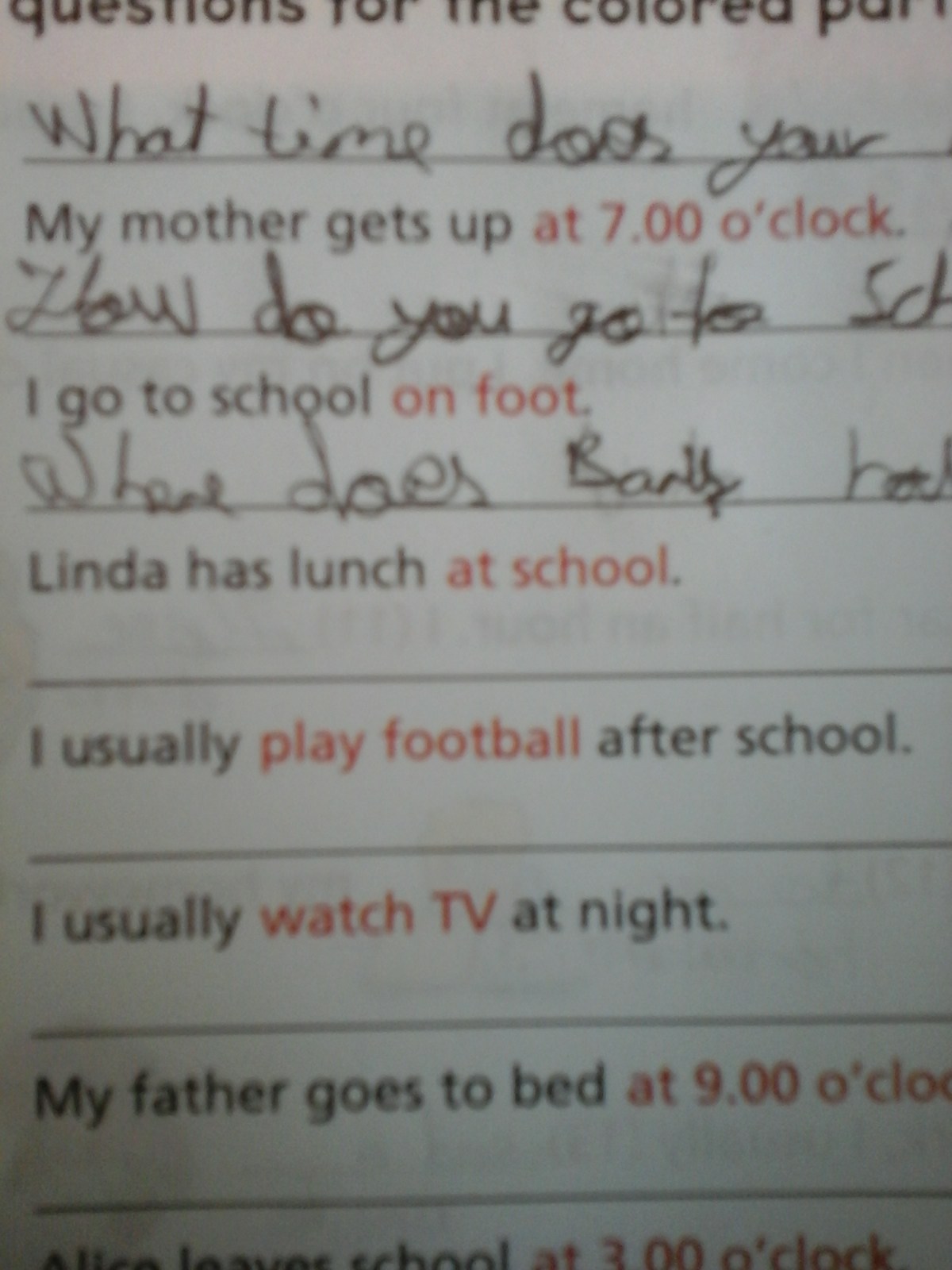 I go to school on foot ne demek