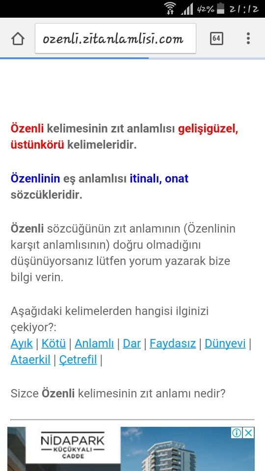 Özenin zıt anlamlısı