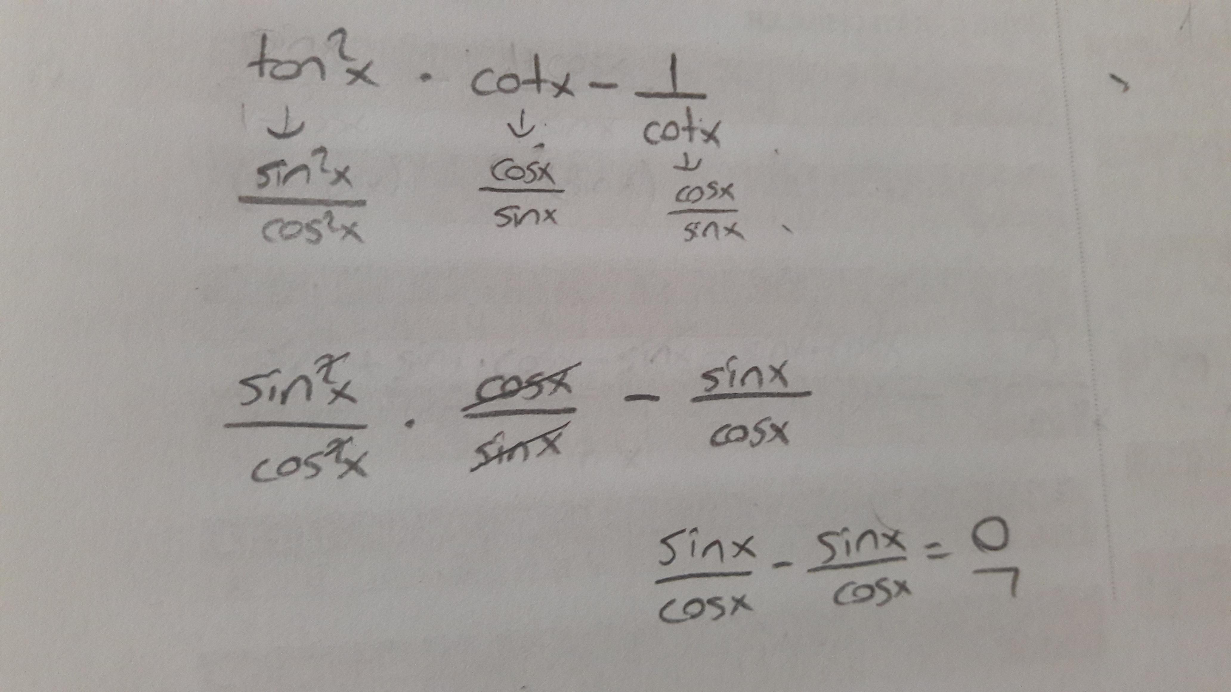 tan kare x.cotx1/cotx=?