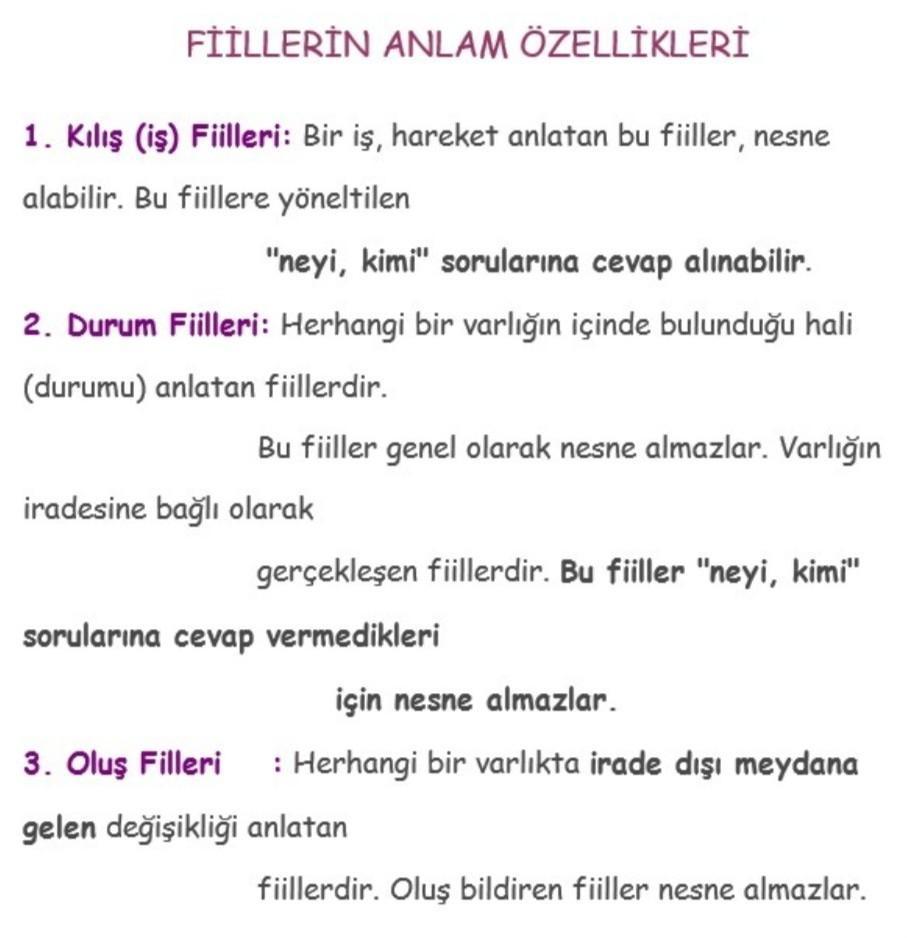 fiillerin anlam ozlellilerini araştırın. Allah için yardım lütfen acil