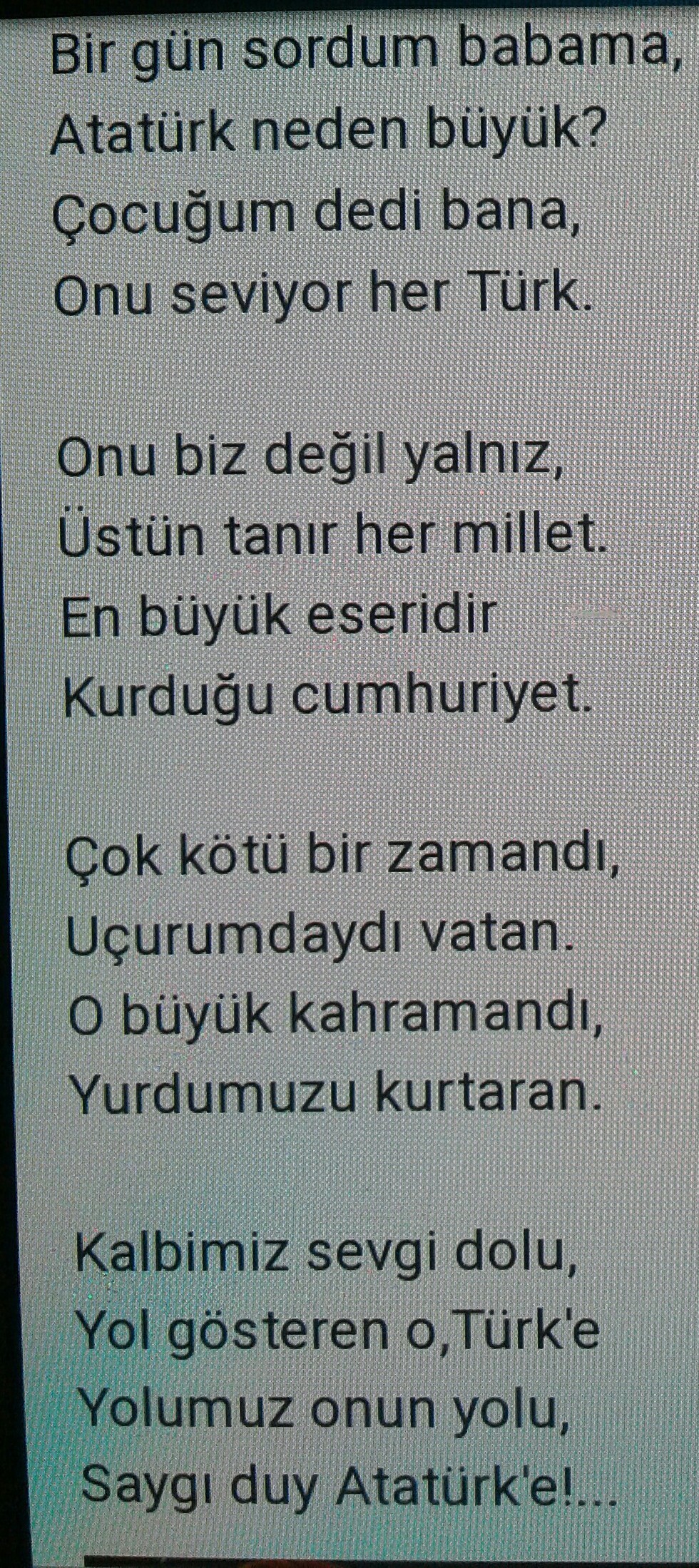 2.sınıf Atatürk ile ilgili şiir acil