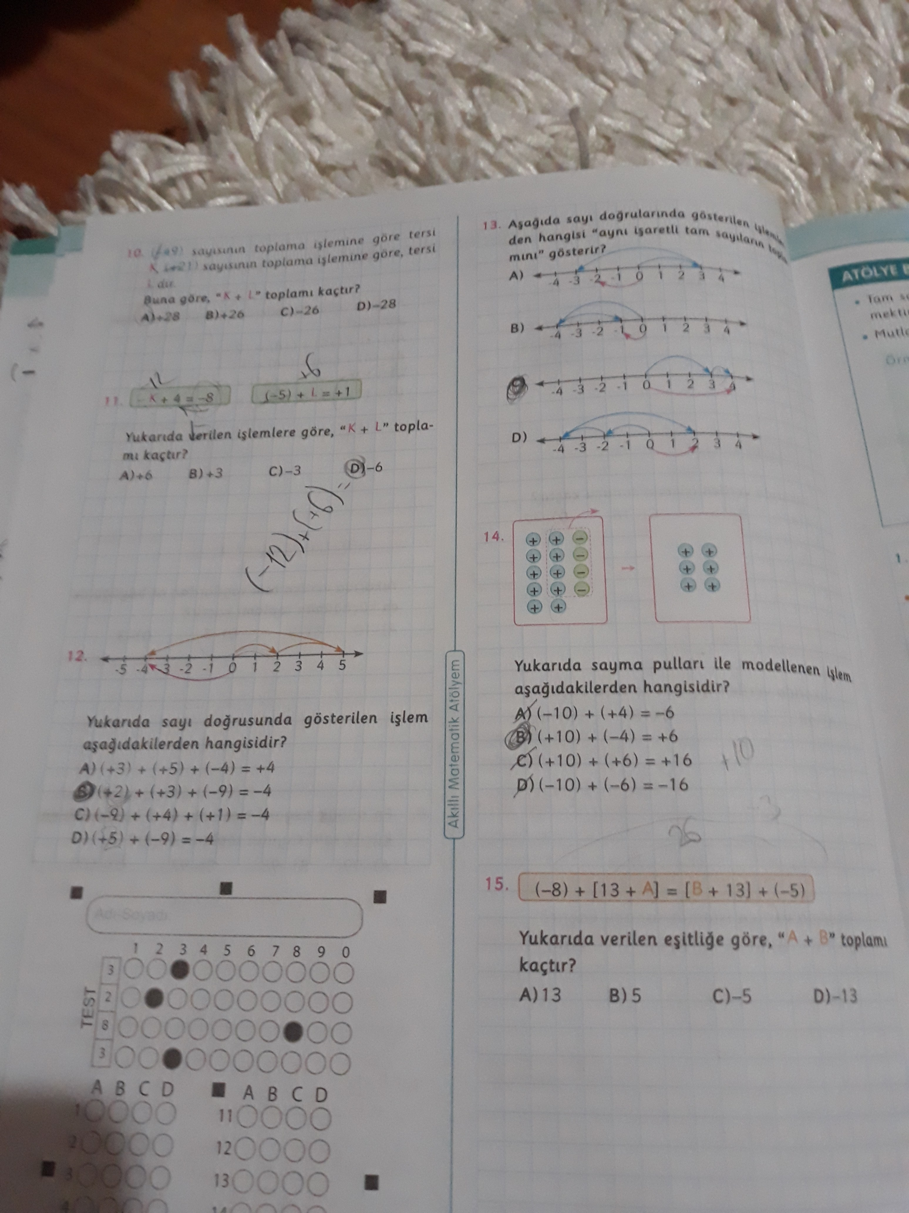 Arkadaşlar 7. Sınıf akıllı matematik atölyem sayfa 30'a kadar işlemli