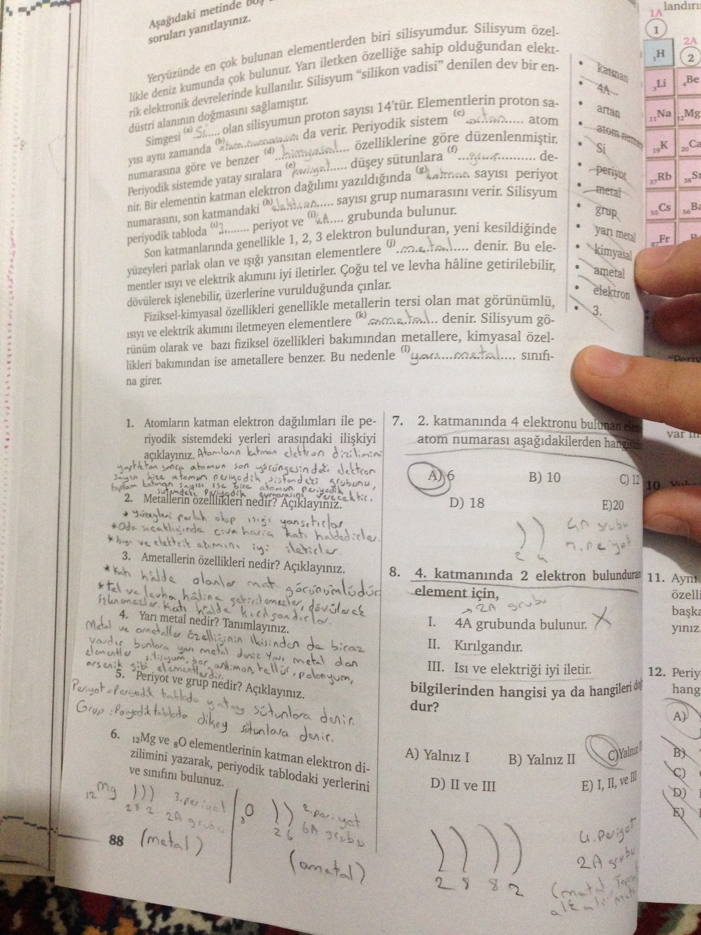 9. Sınıf kimya ders kitabı sayfa 88 89 90 91 92 93 94 95 cevapları