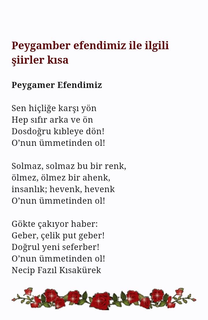 peygamber Efendimiz ile ilgili şiirler