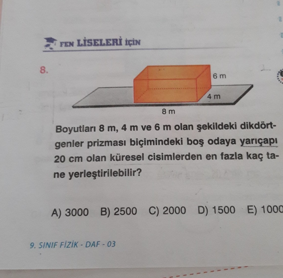 9.sinif fizik hacim hesaplama