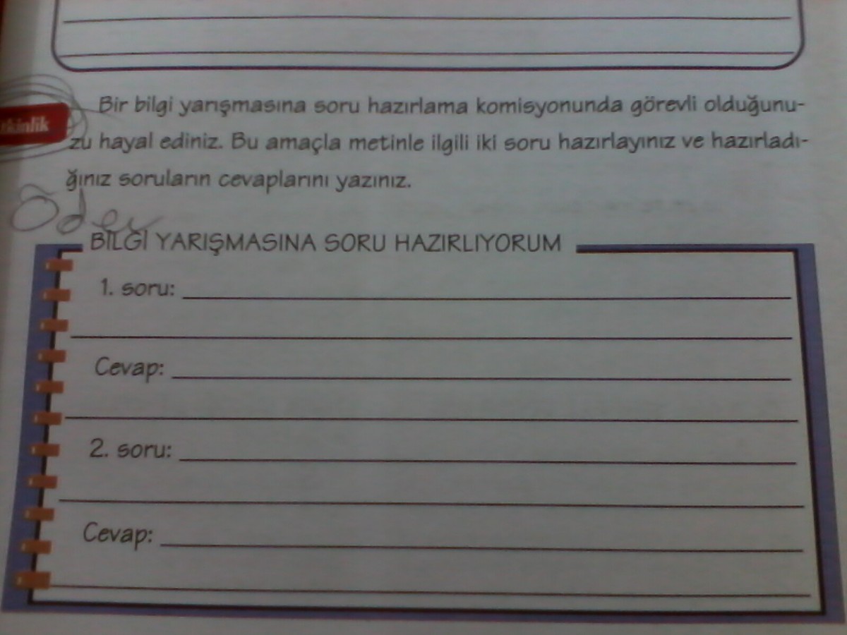 6.sınıf türkçe çalışma kitabı sayfa 51deki 6.etkinlik