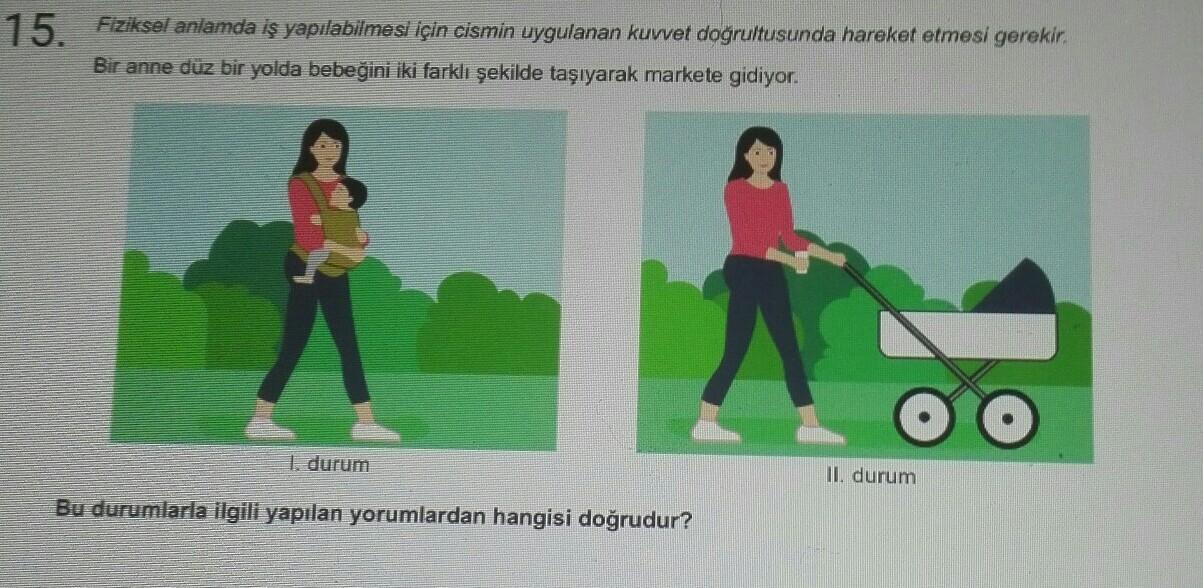 Fiziksel anlamda iş yapılabilmesi için cismin uygulanan kuvvet