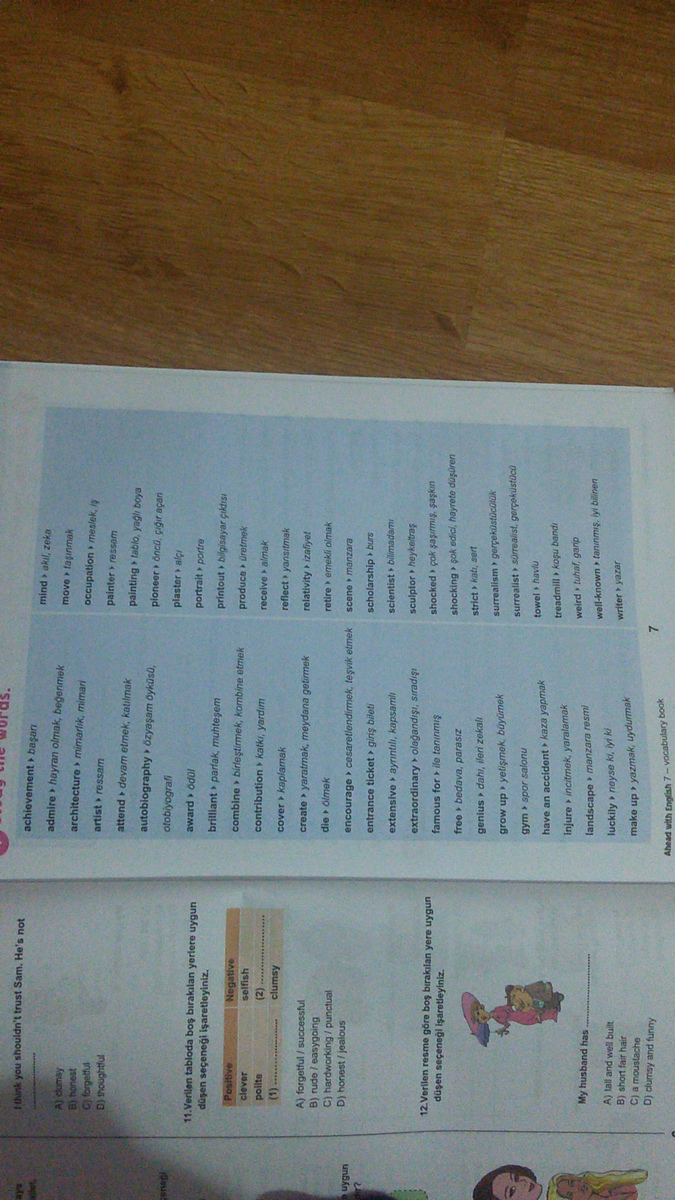 Ahead with english 7 sınıf 2. ünite kelimeleri hepsini gönderin nolur