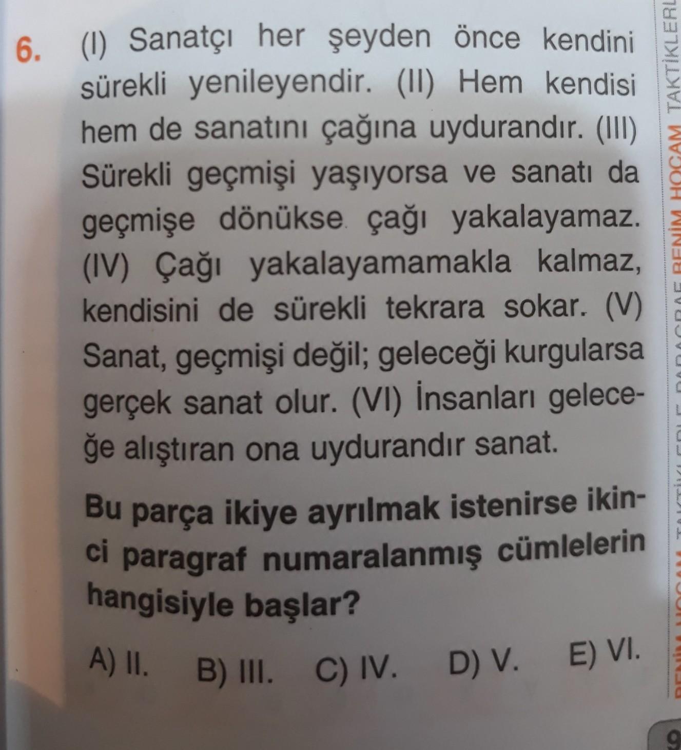 Bu Bir TYT Paragraf sorusudur.