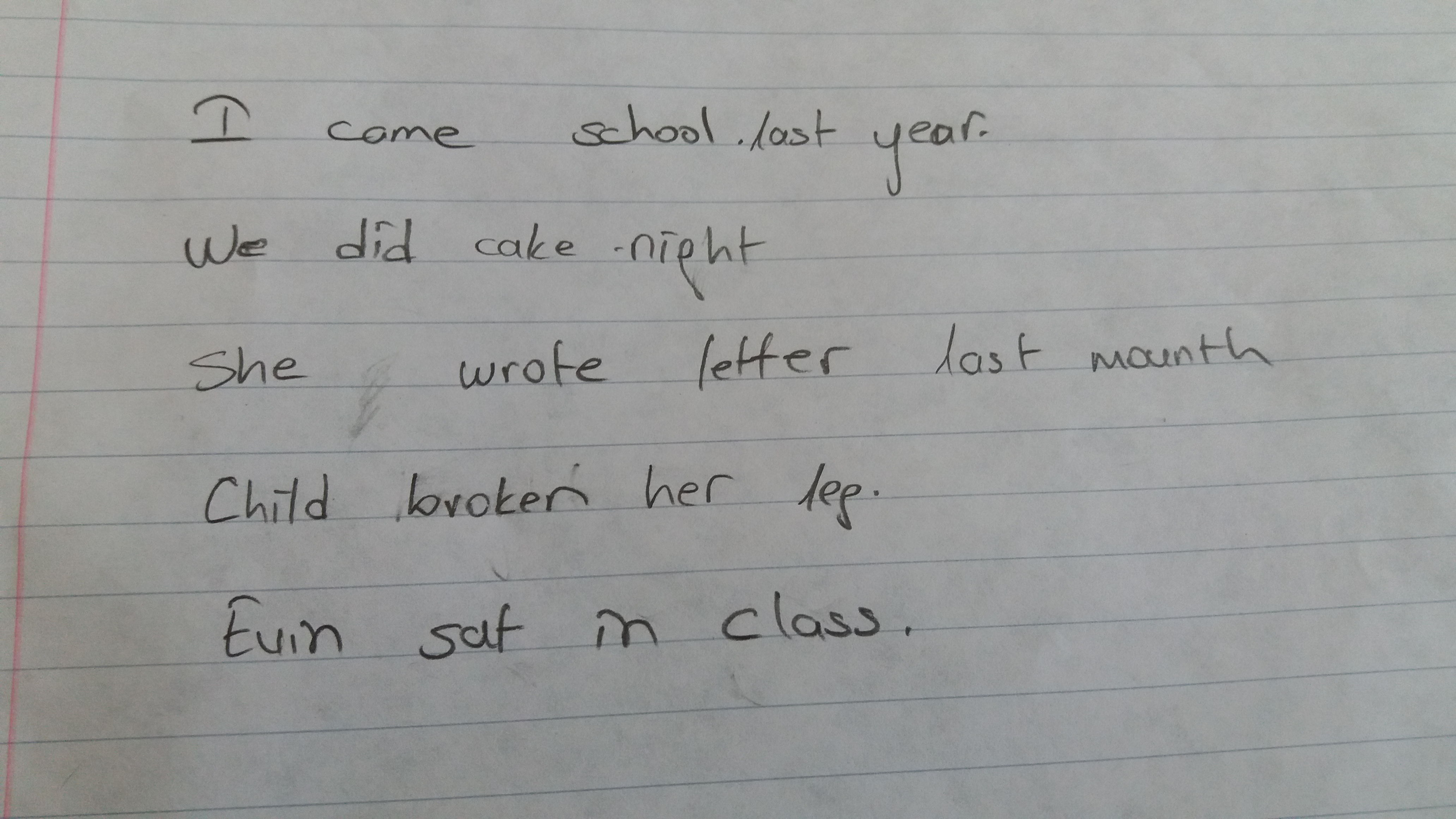 irregular verbs ile ilgili 5 tane cümle