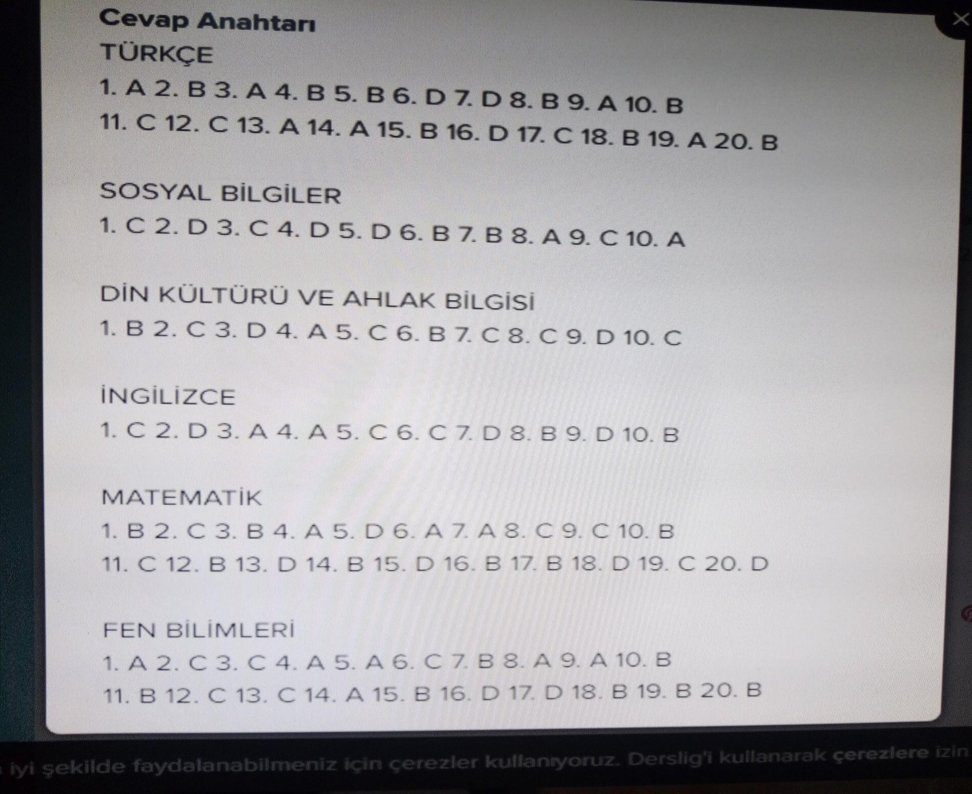 puan yayınları 7. sınıf kurumsal deneme sınavı cevap anahtari 31 aralik