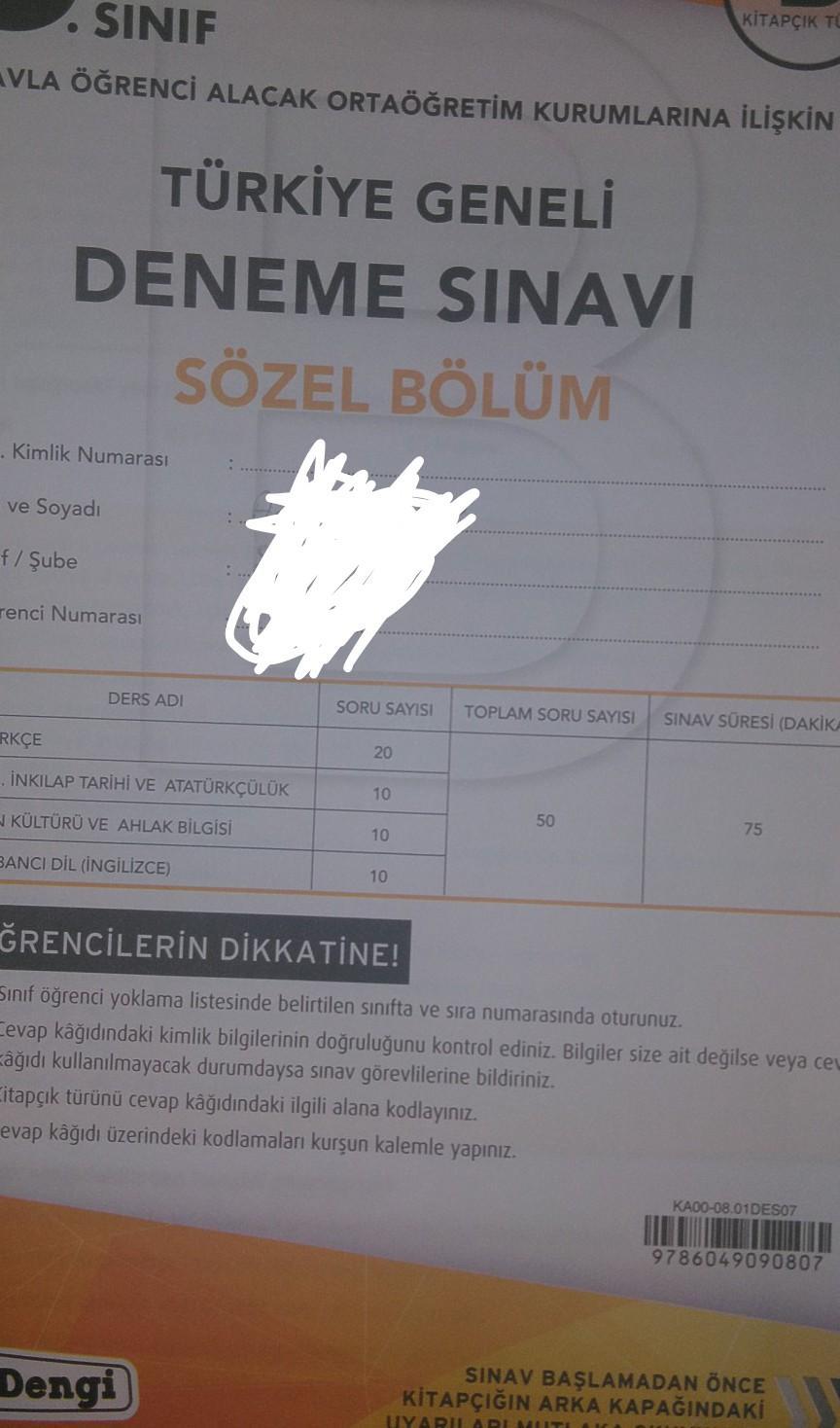 En son yapılan kafa dengi deneme sınavı cevap anahtarı var mı?