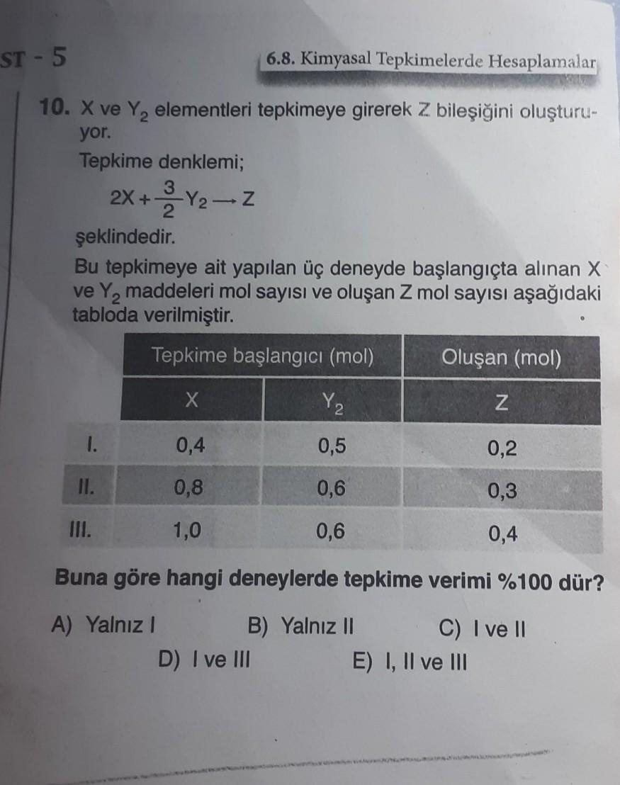 Kimya 10. sinif kimya kimyasal tepkime