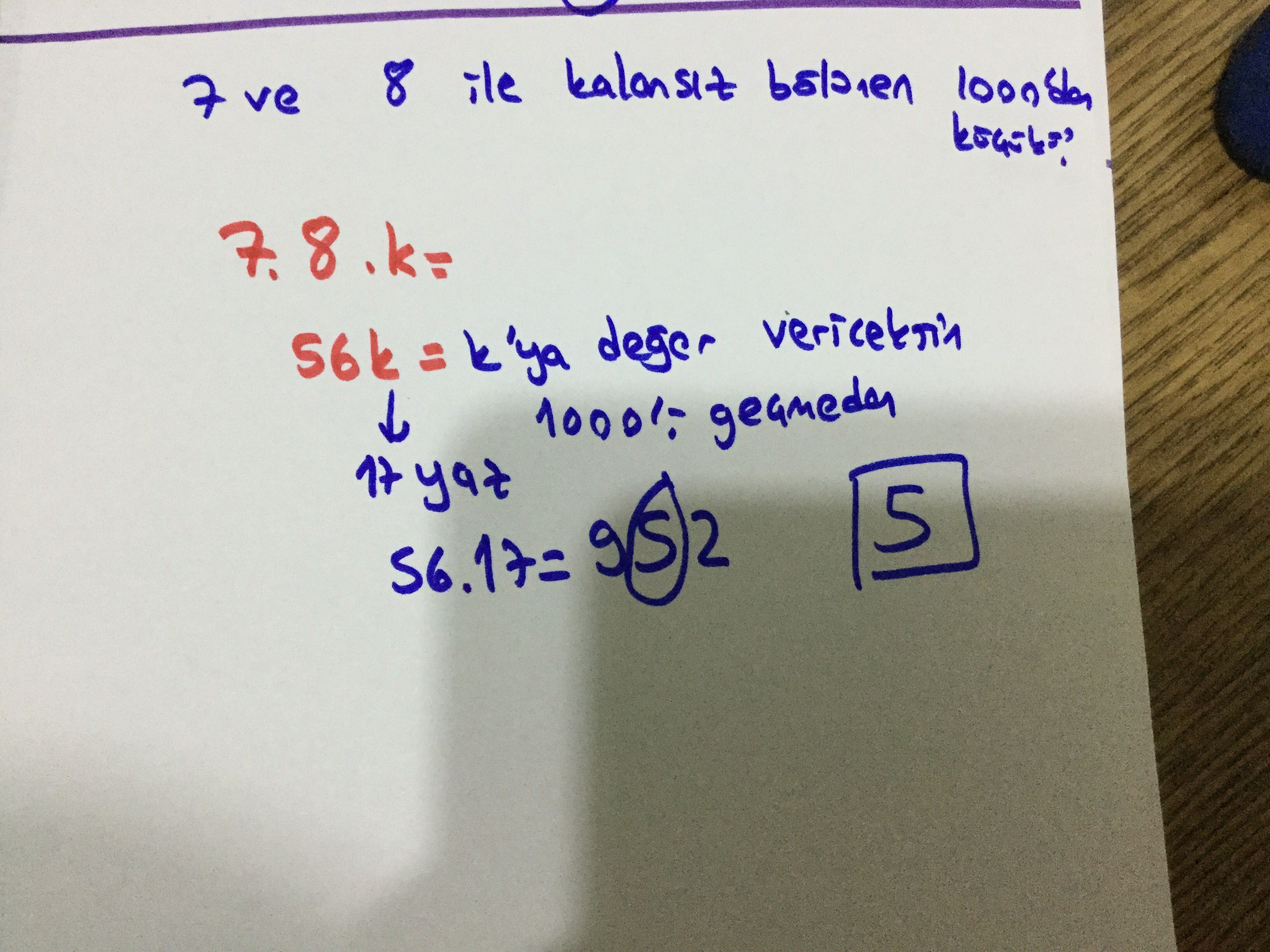 7 ve 8 ile kalansız bölünebilen 1000'den küçük sayıların en büyüğünün