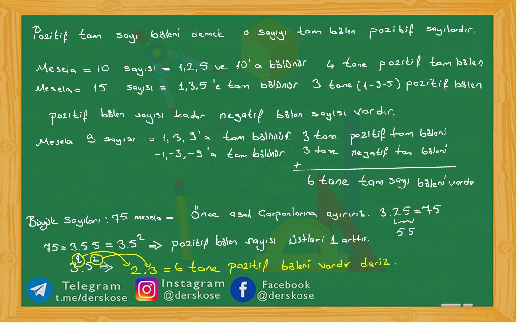 pozitif tam sayı böleni ne demek
