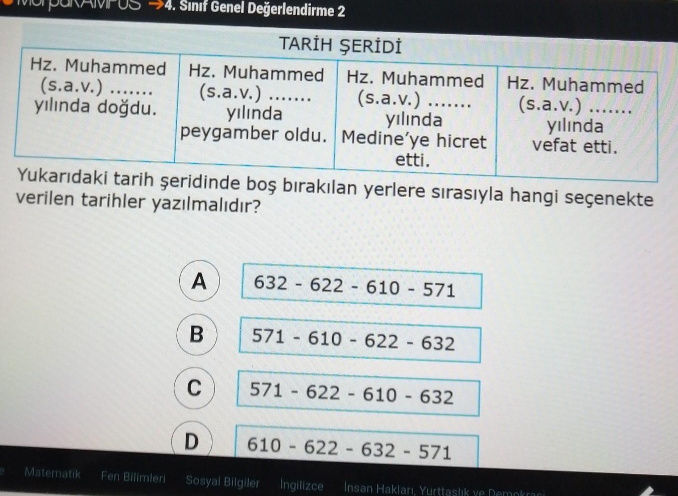 Hz. Muhammed (s.a.v.).... yılında doğdu. Hz. Muhammed (s.a.v