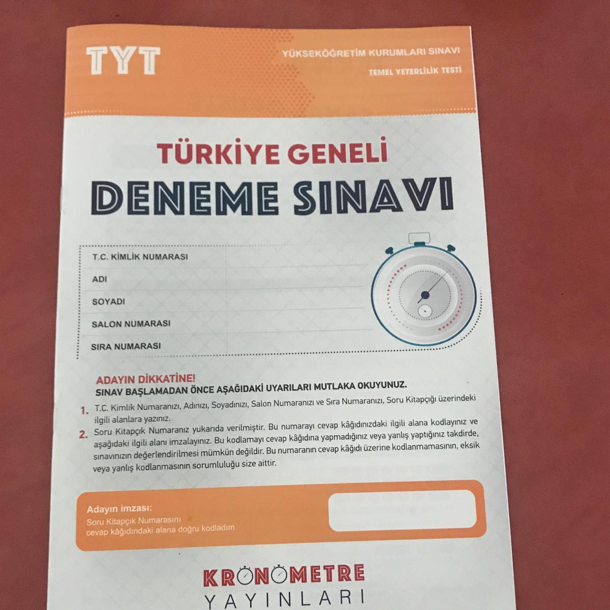 TYT KRONOMETRE YAYINLARI CEVAP ANAHTARI OLAN VAR MI ? (Fotoğraf eklendi