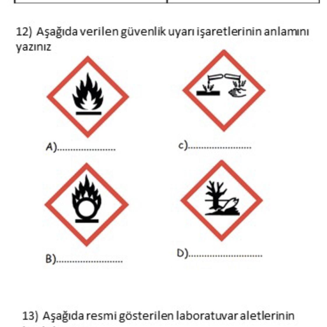 Aşağıda verilen güvenlik uyarı işaretlerinin anlamını yazınız - Eodev.com