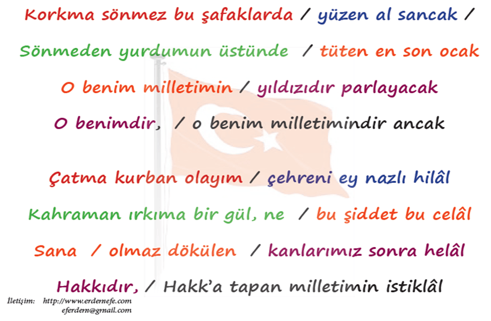 istiklal marşında nefes yerleri