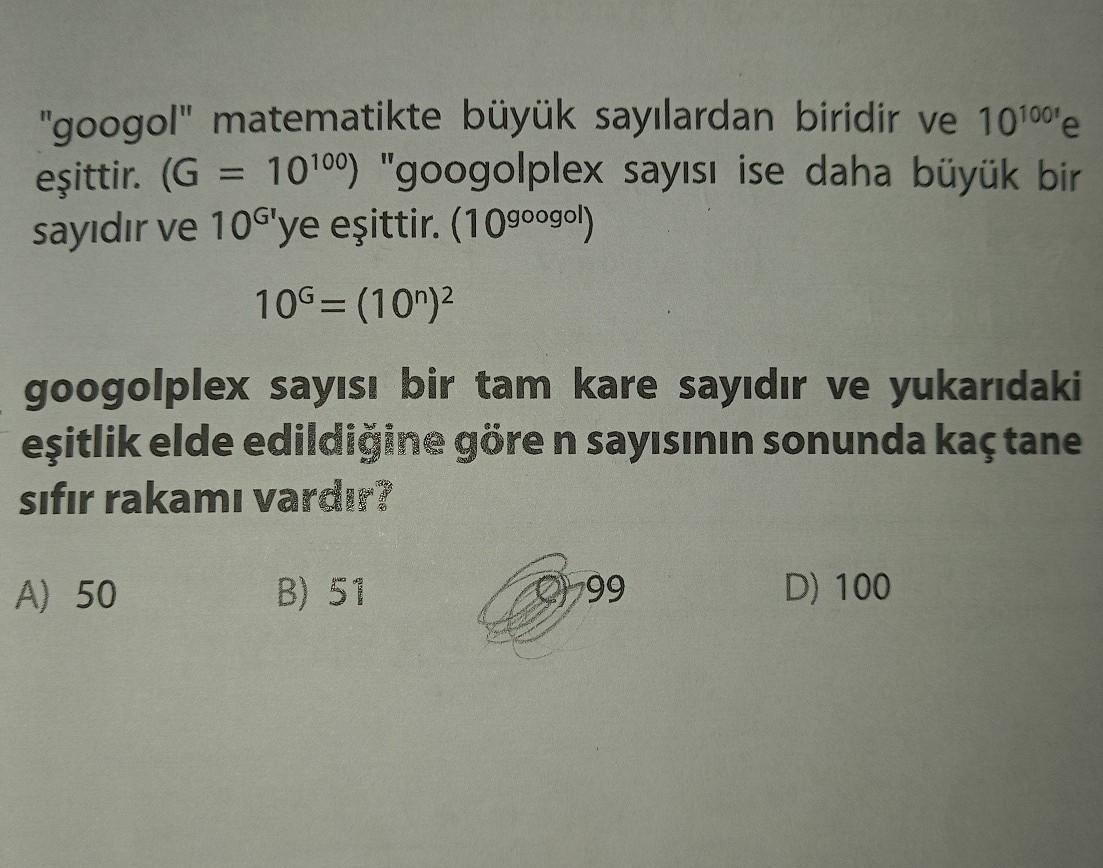 "googol" matematikte büyük sayılardan biridir ve 10e eşittir. (G