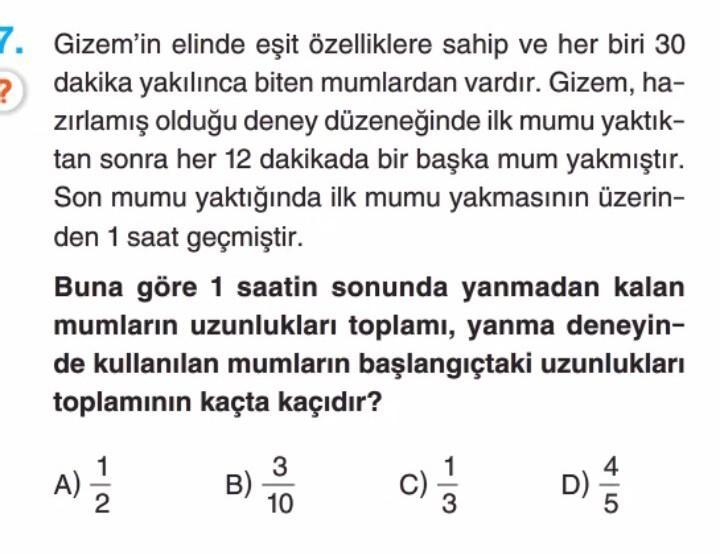 7. Sınıf Matematik Lütfen hızlı çözmeye çalışın. Soru yukarıda... (Kısa