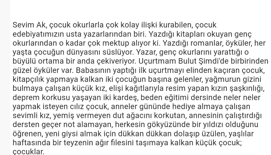 Uçurtmam bulut şimdi kitabının özeti yerzaman ı böölümlerini yazanı en