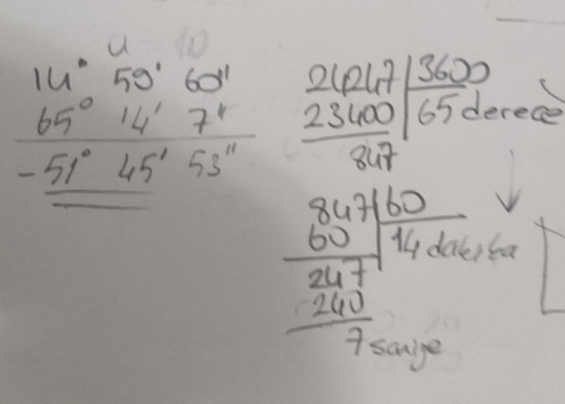 15°24247" farkını derece dakika ve saniye olarak bulunuz. Çözüm lam