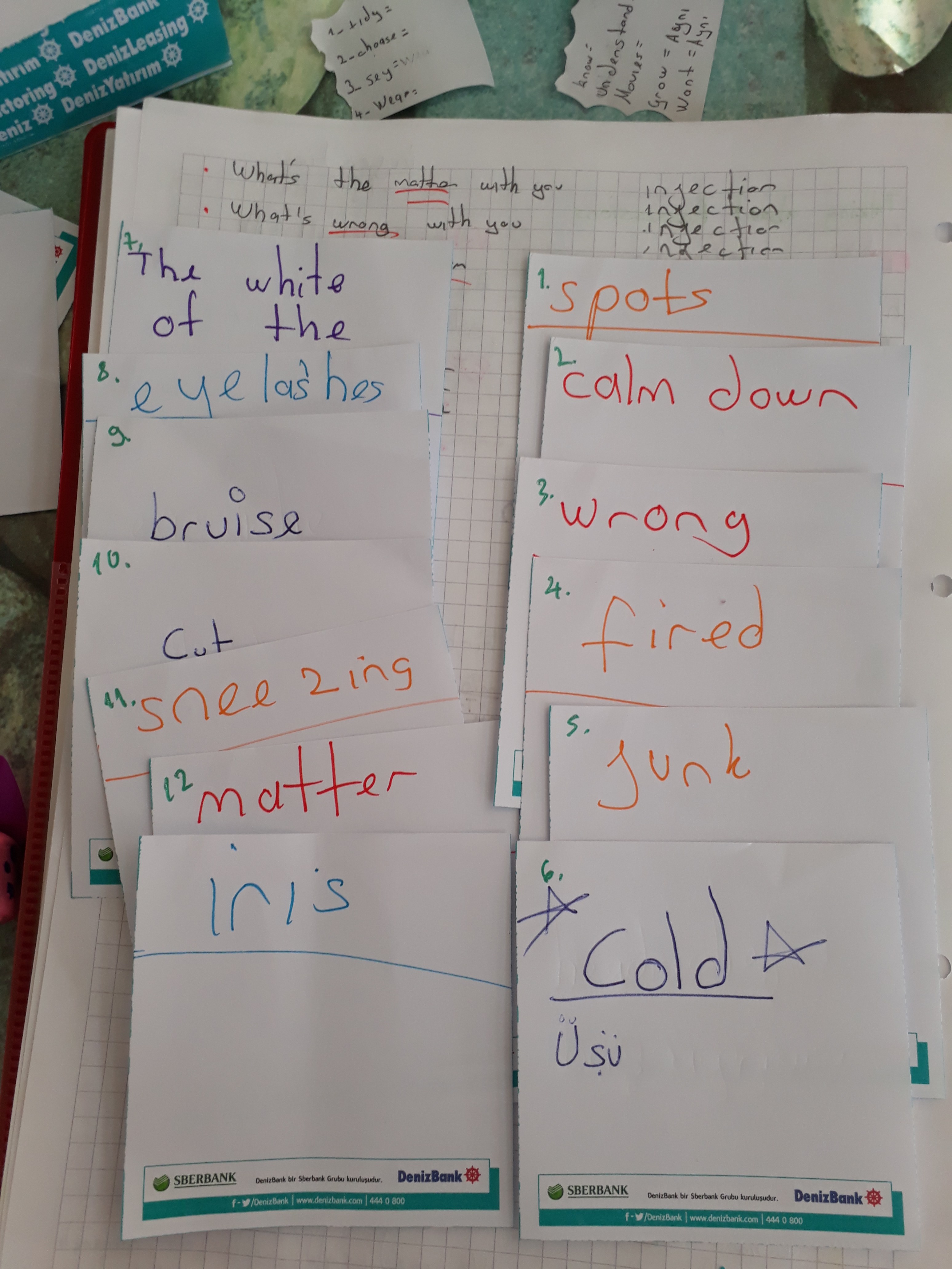 ingilizcede bu kelimeler ne demek üstünde numaraları yazıya atarmısınız