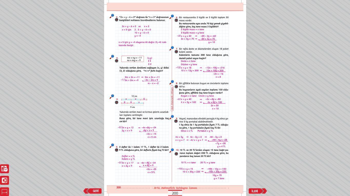 sayfa 199 200 matematik atolyem 8 .sınıf cevapları