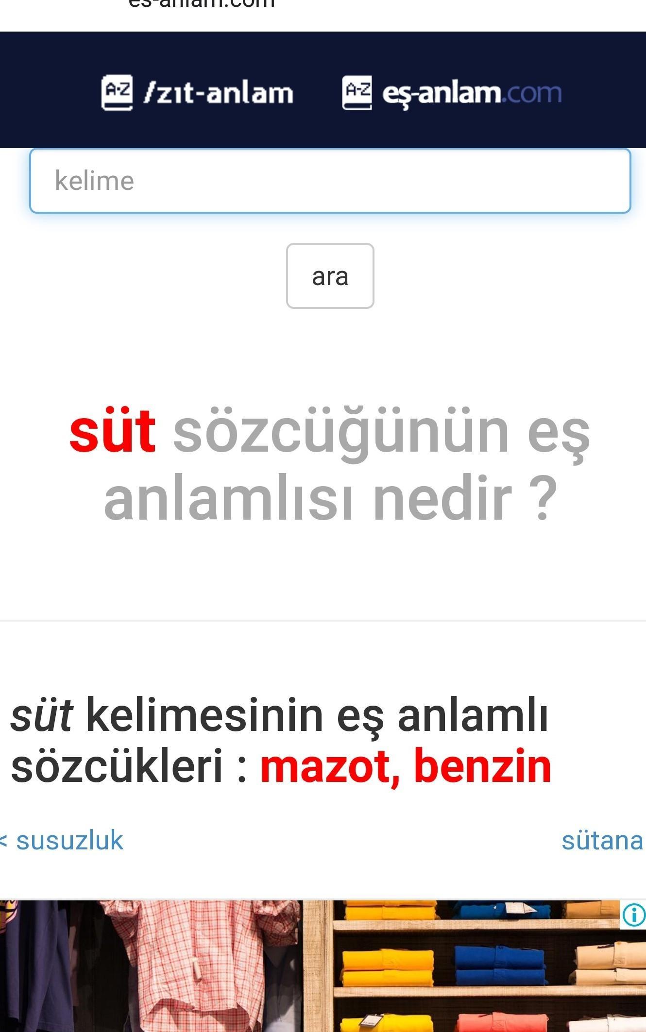 süt kelimesinin eş anlamlısı