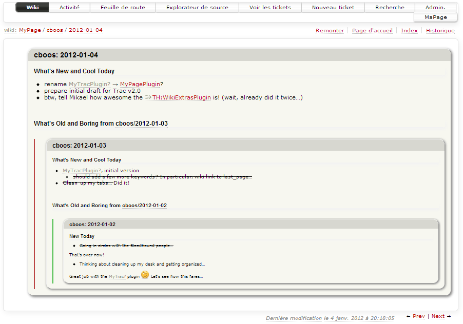 MyPagePlugin Trac Hacks Plugins Macros etc.