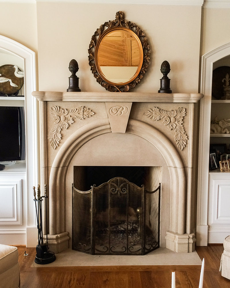 41 Acid Washed Indiana Limestone Fireplace