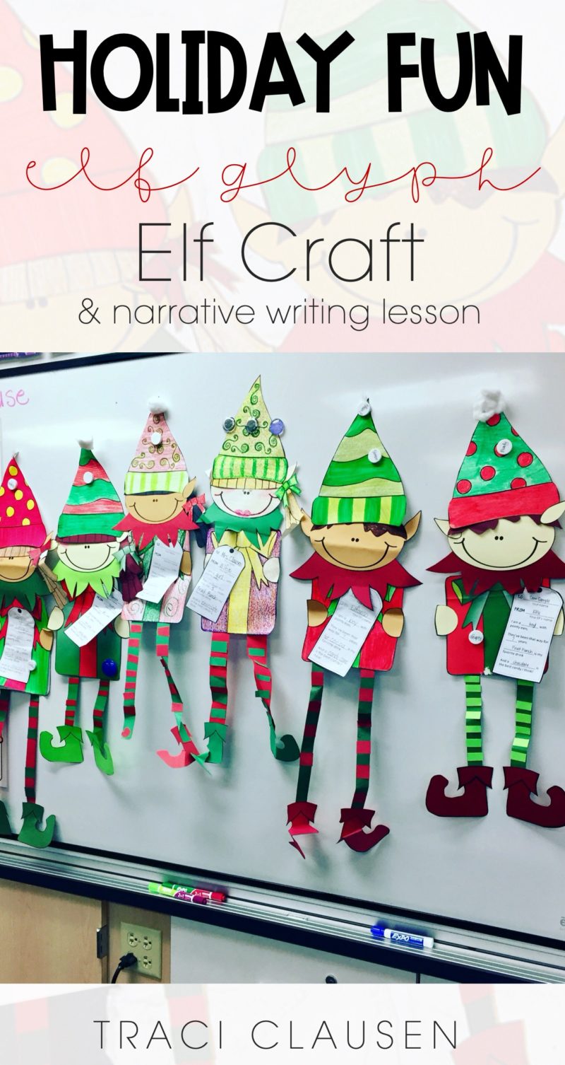 Elf crafts on white board.