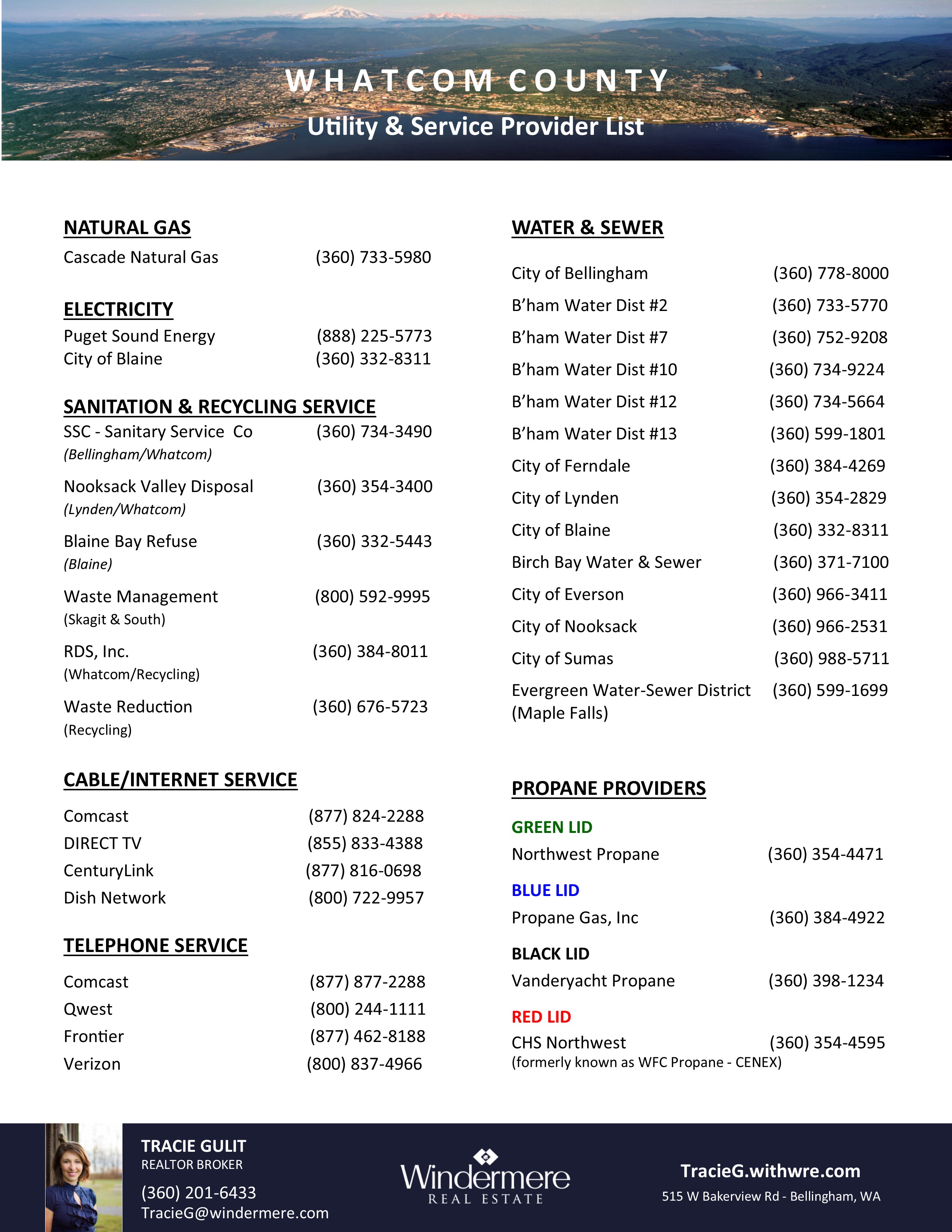 County Utility Contact List Tracie Gulit