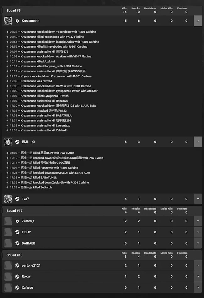 NEW Apex Legends Match Reports Tracker Network